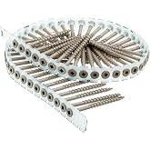 SENCO Duraspin #8x2-1/2 Collated Exterior Wood Screw (08D250W) 800 ct. tub | For jobs building decks using collated screw guns, #2 Square, tan finish, epoxy ecoat, type 17 flat head