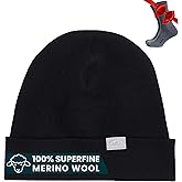 Merino Wool Beanie Men and Women – Novelty Cuff Merino Wool Hats for Men and Women - Unisex Adult Beanie Hat and Socks