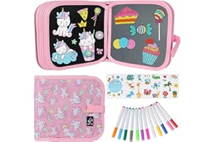 Erasable Book Doodle Set for Kids,Reusable Magic Drawing Book for Kids with 12 Watercolor Pens 14 Page Drawing,Road Trip Car 