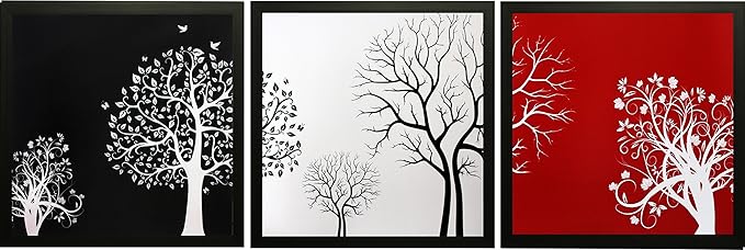 eCraftIndia 'Abstract Design Satin Matt Textured' UV Art Painting (Synthetic Wood, 26 cm x 2 cm x 36 cm, Set of 3)