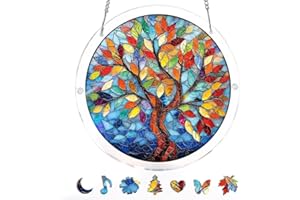 Acrylic Jigsaw Puzzle Suncatcher, 20cm/7.9in Acrylic Puzzle Sun Catcher, for Doors Garden and Window Hanging&Birthday Gift (T