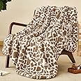 PHF Giraffe Print Sherpa Fleece Throw Blanket for Teens Kids, Reversible Thick and Warm Blanket for Winter, Ultra Soft Fuzzy Animal Pattern Bedding for Bed Sofa Couch Travel, 50x60