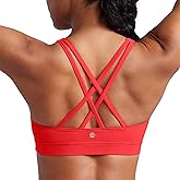 CRZ YOGA Naked Feeling Strappy Padded Sports Bras for Women - Fitness Workout Top Criss Cross Back Yoga Cami