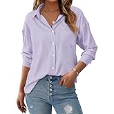 PRETTYGARDEN Womens Button Down Shirts Striped Long Sleeve Casual Collared Office Business Work Blouses Tops Spring Clothes