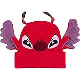 Disney Stitch Beanie Hat, Leroy Cuff Winter Knit Cap with 3D Ears and Antenna, Red, One Size