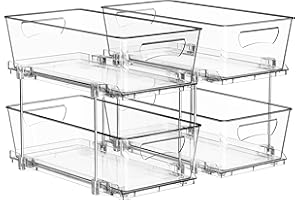 SimpleHouseware 2 Tier Under Sink Organizer, Clear Sliding Pull-Out Drawers for Bathroom Storage, 2 Pack