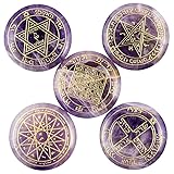 SUNYIK 5 Pcs Healing Crystal Amethyst Witches Runes