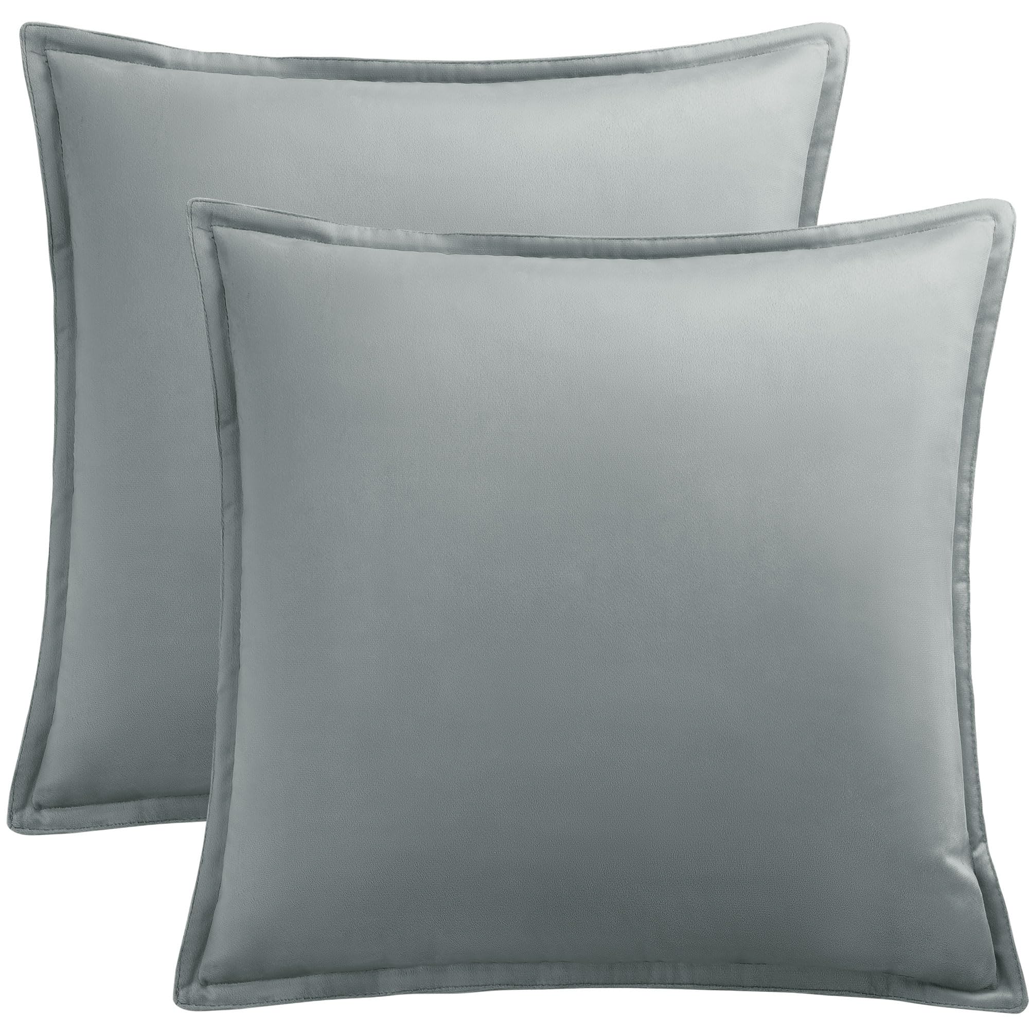 PiccoCasa Decorative Velvet Soft Cushion Covers Pack of 2, Square Solid Throw Pillow Covers for Sofa Couch Bedroom - 50x50cm/20x20 Inches Hidden Zipper Cushion Covers Grey