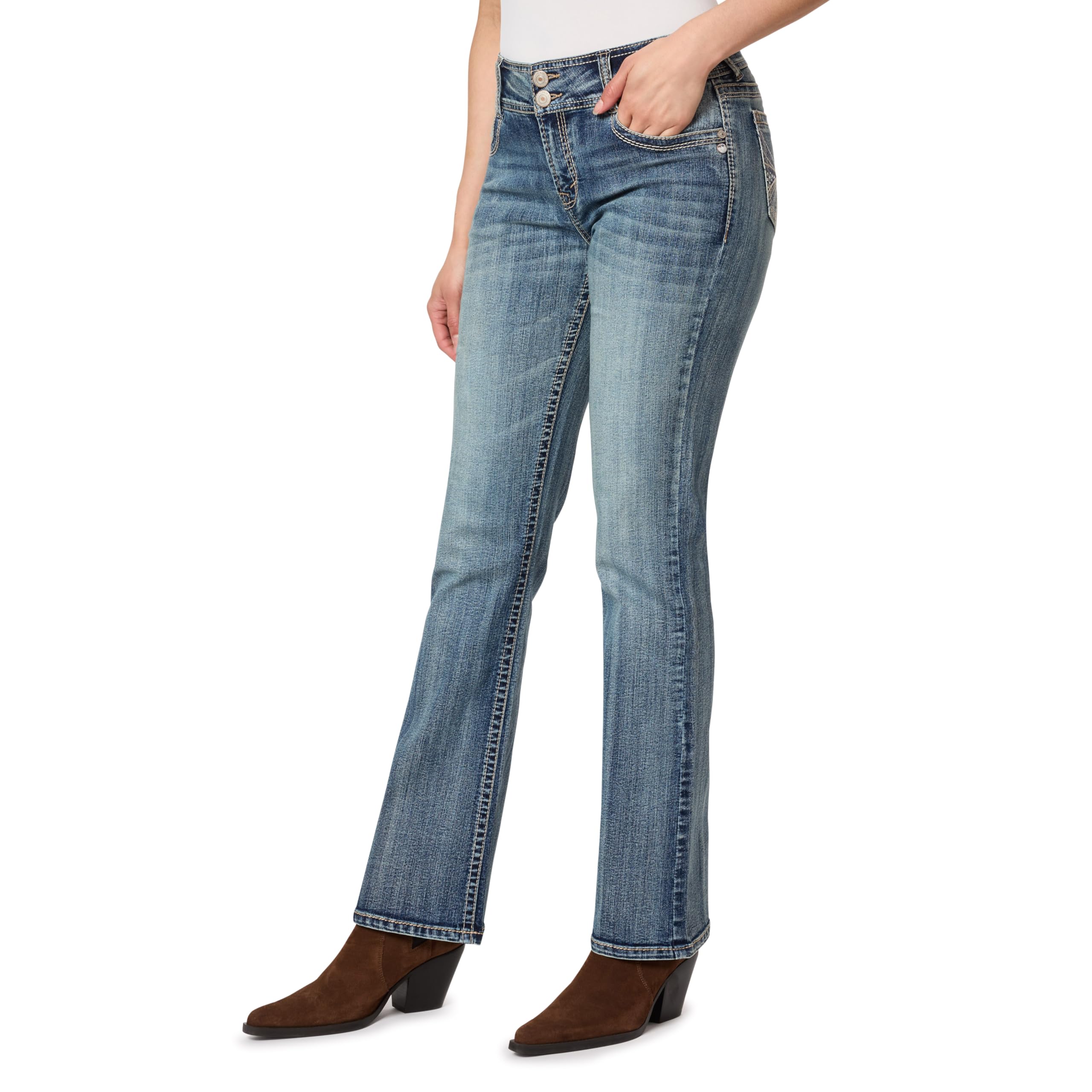 Photo 1 of WallFlower Women's Luscious Curvy Bootcut Mid-Rise Insta Stretch Juniors Jeans (Standard and Plus), Delilah, 15
