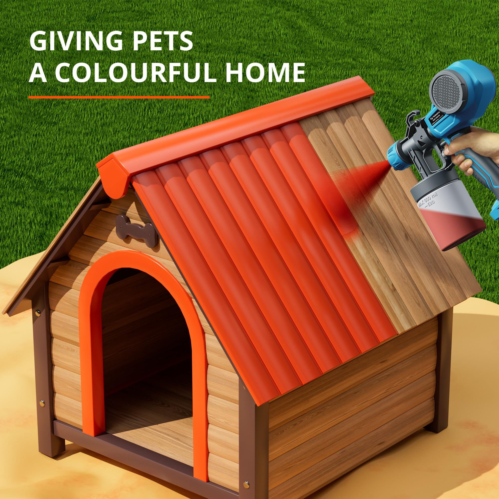 Tilswall Paint Sprayer, Ultra Light Fence Paint Sprayer Gun with 4 Nozzle Sizes, 3 Sprayer Patterns Ideal for Fences, Sheds,Garden, Furniture, Walls and Ceilings