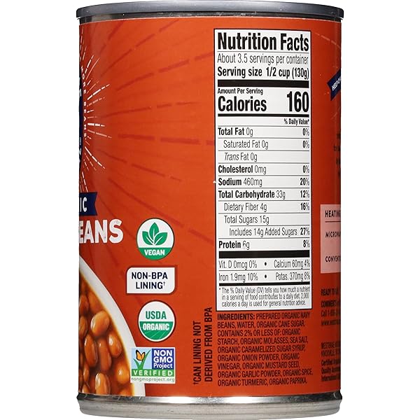 WESTBRAE 16 OZ NATURAL ORGANIC BAKED BEANS, SOURCE OF PLANT BASED PROTEIN AND FIBER, LOW FAT, GLUTEN FREE, (PACK OF 12)