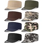 Foaincore 8 Pcs Army Hats for Men Cadet Military Style Caps Cadet Hat Adjustable Unisex Washed Cotton Hats for Men Women Classic
