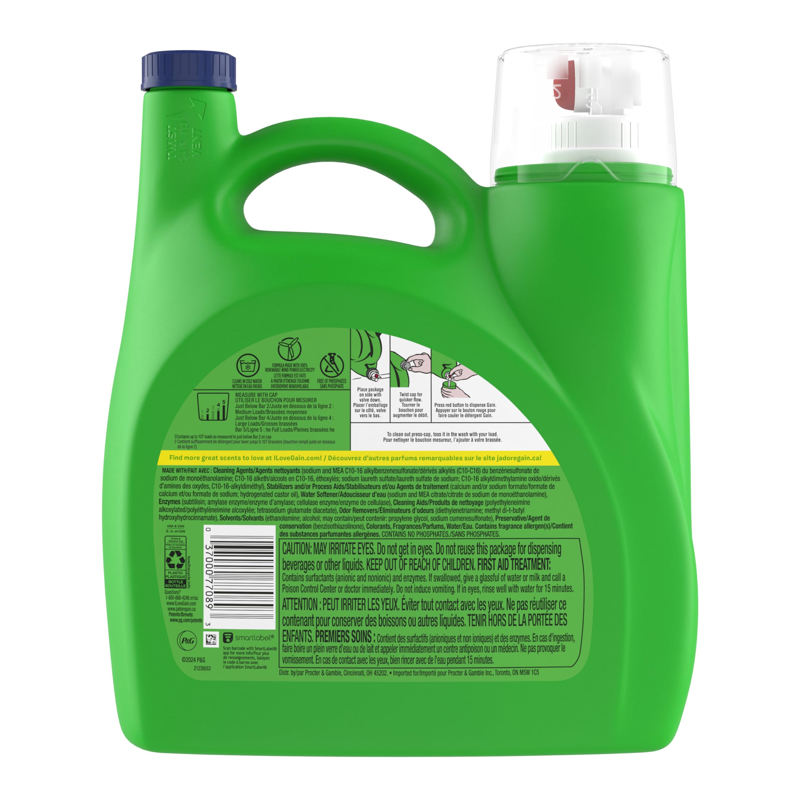 Gain Aroma Boost Liquid Laundry Detergent, Island Fresh Scent, 107 Loads, 154 fl oz, HE Compatible