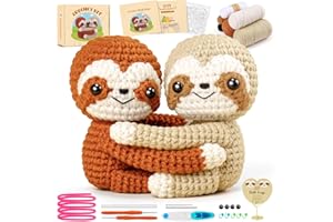 FORTUNING'S JDS Crochet Kit for Beginners, Emotional Positive Support Crochet Gift, Hug Sloths Crochet Animal Kit, Easy Crochet Kits for Adults & Kids, DIY Craft Gift for Birthday, Valentine's Day, Christmas