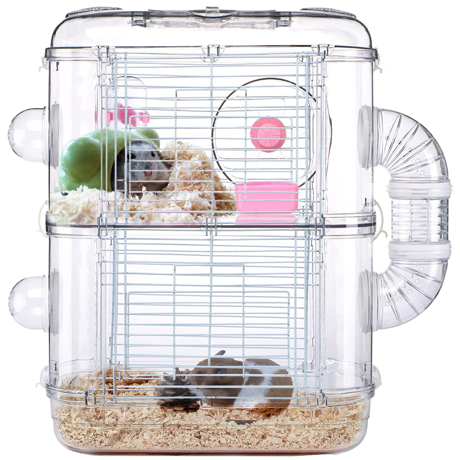 Picture of 2-Tier Acrylic Hamster Cage for Small Breeds – Detachable Side Cover ...