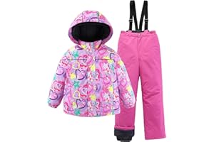 LUCKYLUAN Girls Boys 2 Piece Snowsuit Warm Insulated Ski Jacket & Snow Pants Set