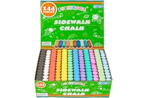 FELIZROCA 144PCS Washable Sidewalk Chalks Set in 12 Colors Non-Toxic Coloured Chalk Pavement for Kids Jumbo Chalk for Toddler Painting on Blackboard, Playground, Party