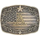 Absbolo Western Belt Buckle Men Initial Letter ABCDJRM to Z Rodeo Cowboy Belt Buckles for Women