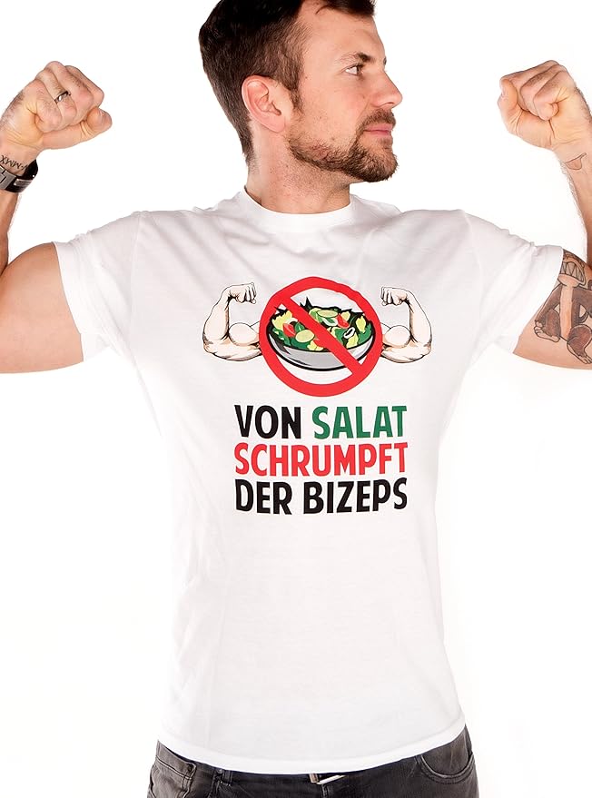 Von Salat Schrumpft Der Bizeps Tank Top Bosshaft Herren Von Salat schrumpft der Bizeps T-Shirt, Weiß, Größe XXL