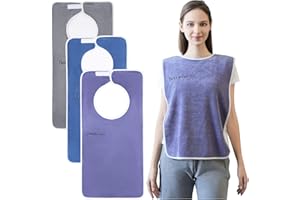 Wuwahold 3 Pack Adult Bibs, Microfiber Super Soft Eating Cloth for Adults, Disabled, Adjustable, Dining Clothing Protector