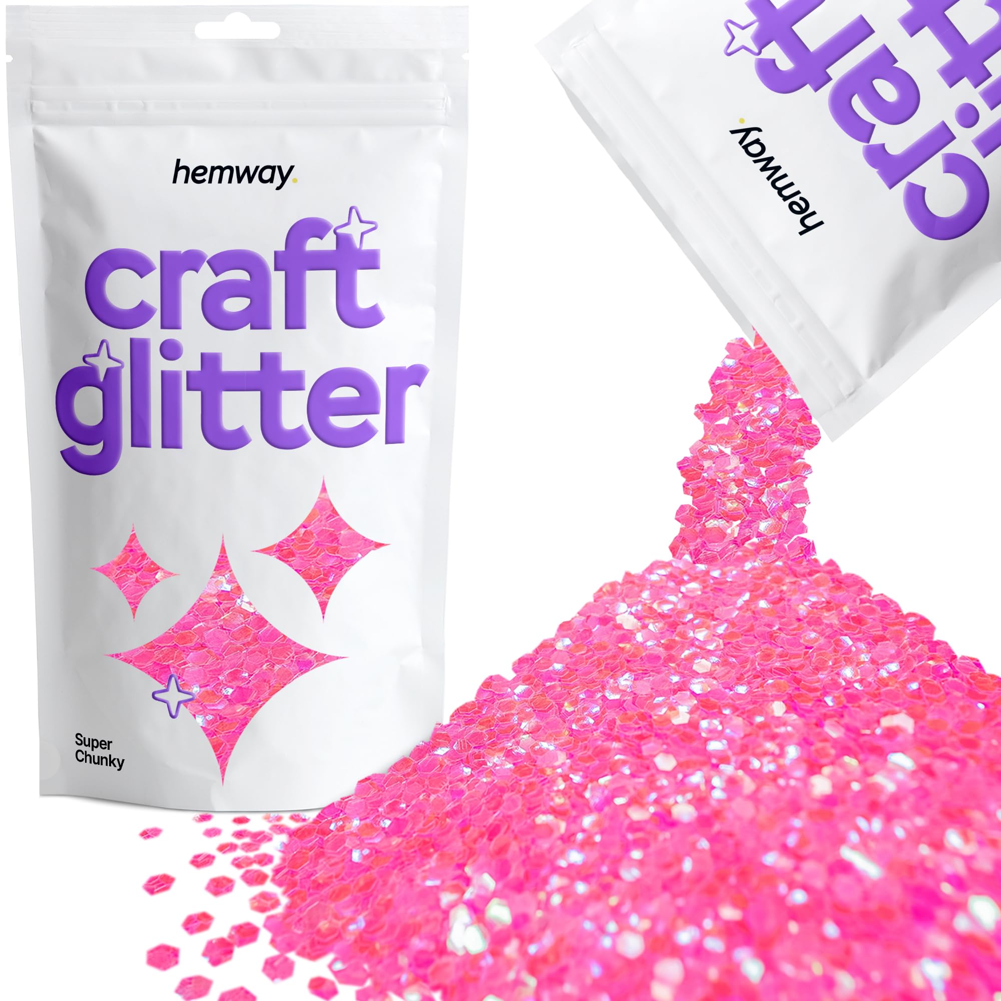 Hemway Craft Glitter Baby Pink Iridescent 100g Super Chunky Glitter for Crafts, Resin, Cosmetic, Nail, Face, Body, Festival, Tumblers, Art, Candle, Crafting — image 1
