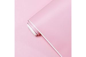 Yasinet 17.71" X 118" Pink Peel and Stick Wallpaper - Solid Color, Removable, Self-Adhesive Vinyl Film