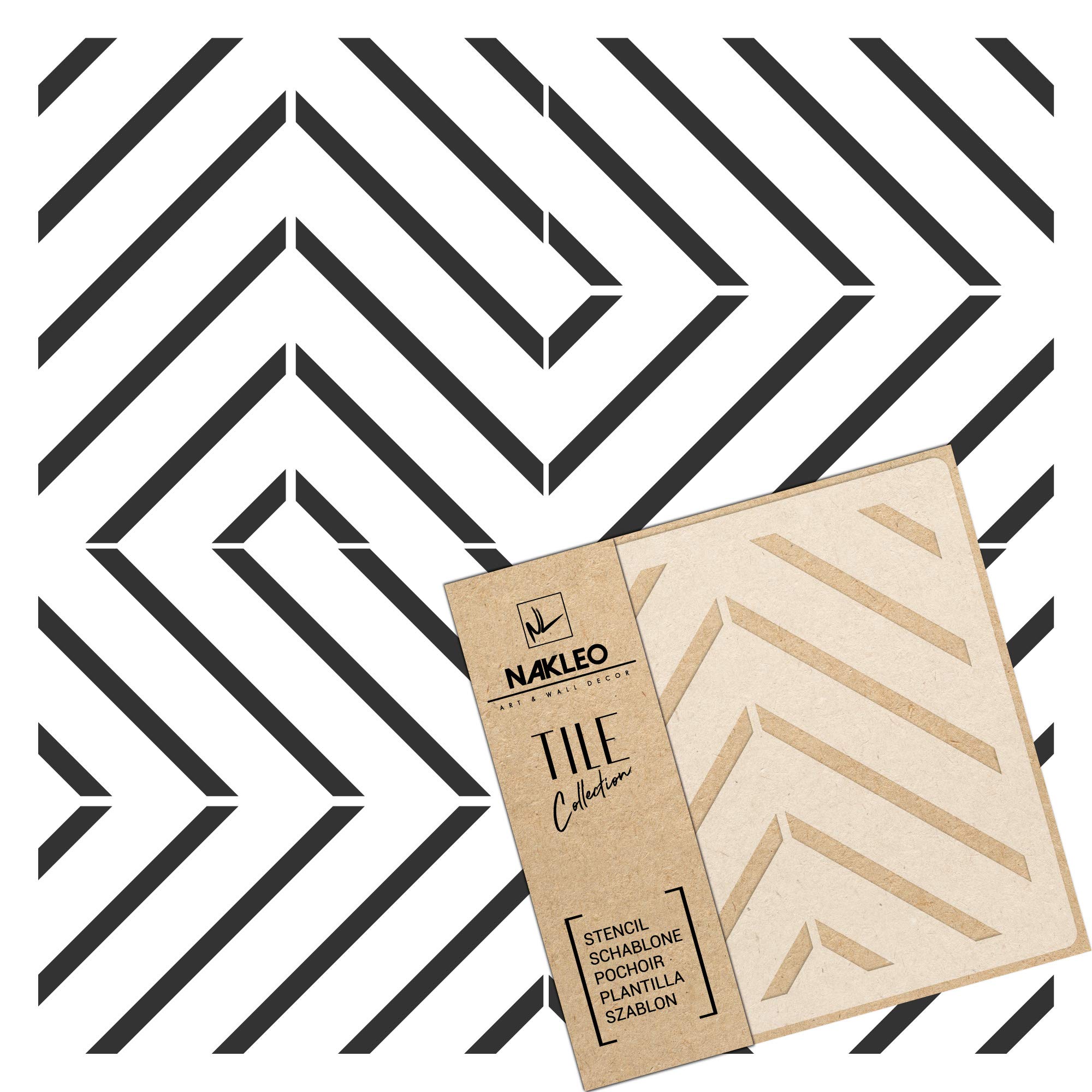 NAKLEO Tile Painting Stencil 20x20 cm, Carvide Geometric Labyrinth Lines Modern, Plastic Reusable Template, Home Decor Craft DIY, Floor Concrete Patio Wall - Terracotta