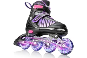 Rotayi Adjustable Inline Skates for Kids and Adult, Full Light Up Wheels Roller Skates Blades for Boys Girls, Beginner Blades