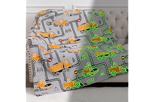 LEVENS Construction Truck Toys Gifts for Boys - Glow in The Dark Excavator Blanket Birthday Valentines Easter Christmas Decor Presents for Kids Age 1-14 Years Old Teens Child Toddler Son Soft Throw 50"x60"