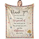 AICLIV Employee Blanket 60"X50" for Women Men, Coworker Employee Appreciation Gifts for Farewell Christmas Going Away Retirement,Soft Warm Cozy Fleece Thank You Throw Blanket