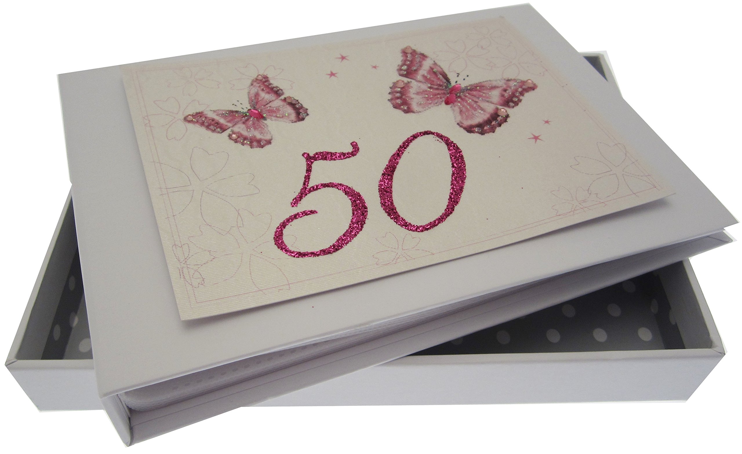 WHITE COTTON CARDS, 50th Birthday, Tiny Album, Butterflies