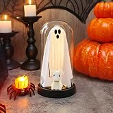 Halloween Decor,Light Up Ghost in Glass Cloche-for Party Home Indoor