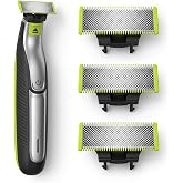 3 Pack Replacement Blades Compatible with OneBlade Electric Trimmer and Shaver, Stainless Steel Dual Edge Grooming Blades for Face, Beard and Body Hair