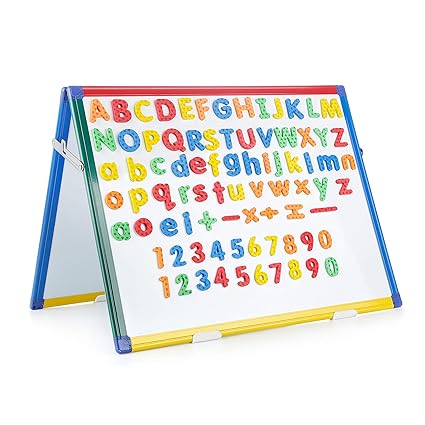 Swansea Protable Magnetisch Whiteboard mit Bunte Rahmen, Doppelseitig Magnettafel Kinder Kindertafel 60X45cm