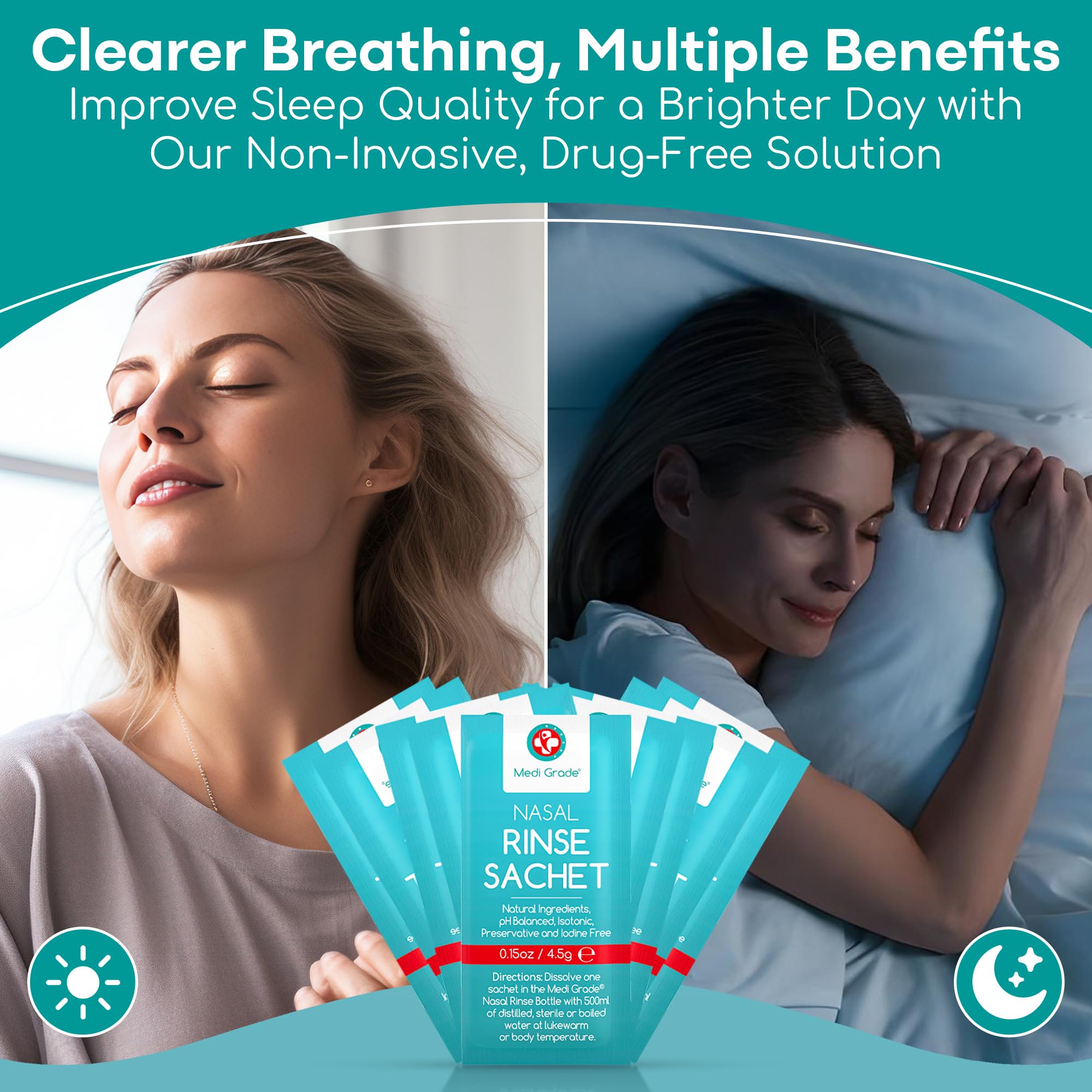 Medi Grade Sinus Rinse Packets – Nasal Rinse Essentials Kit of 130 x Salt Packets and Convenient Storage Bag - Enjoy Effortless Nasal Irrigation at Home or On The Go with Our Neti Pot Salt Packets
