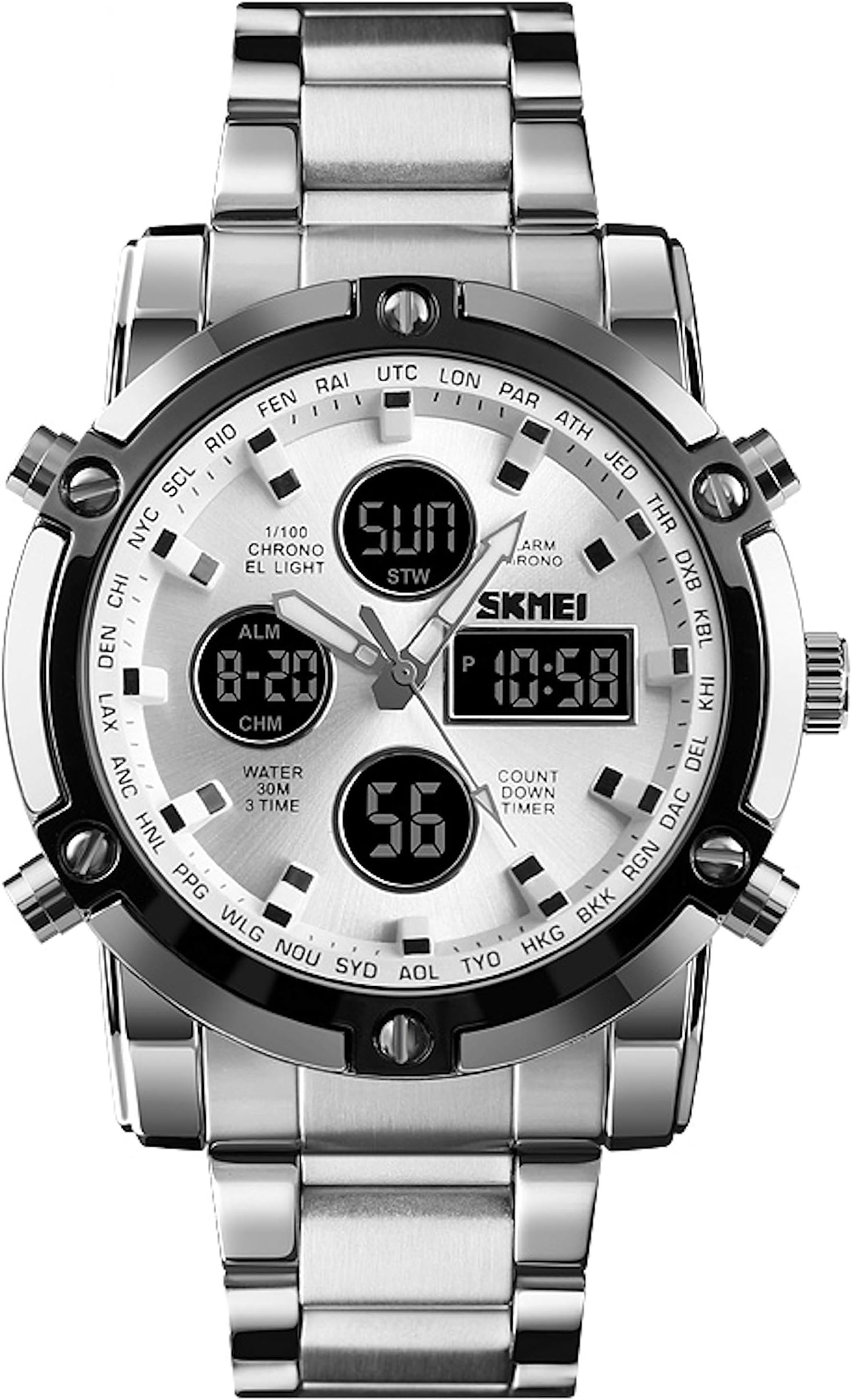 Mens Luxury Wrist Watch Stainless Steel Large Big Face for Simple Modern Fashion Gift Men, Women, Teens (White)…