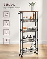VASAGLE 5-Tier Kitchen Trolley 13 cm Deep Steel Frame Rustic Brown Black view 4