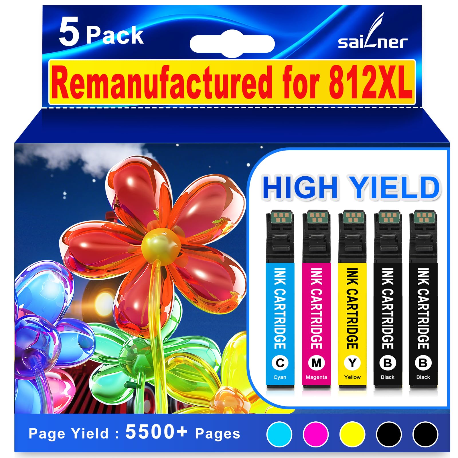 Photo 1 of Remanufactured for 812XL Ink Cartridges Combo Pack with Lastest Chip Replacement for Epson 812 812XL T812XL Ink Cartridges Work with Epson Workforce Pro WF-7840 WF-7820 WF-7310 EC-C7000 Printers