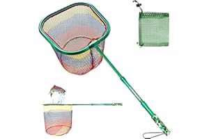 DaddyGoFish Kids Fishing Net - Extendable Telescopic Landing Net for Boy Girl Children Catching Small Fish Crab Shrimp Minnow Dragonfly Beach Pier Lake River Ocean