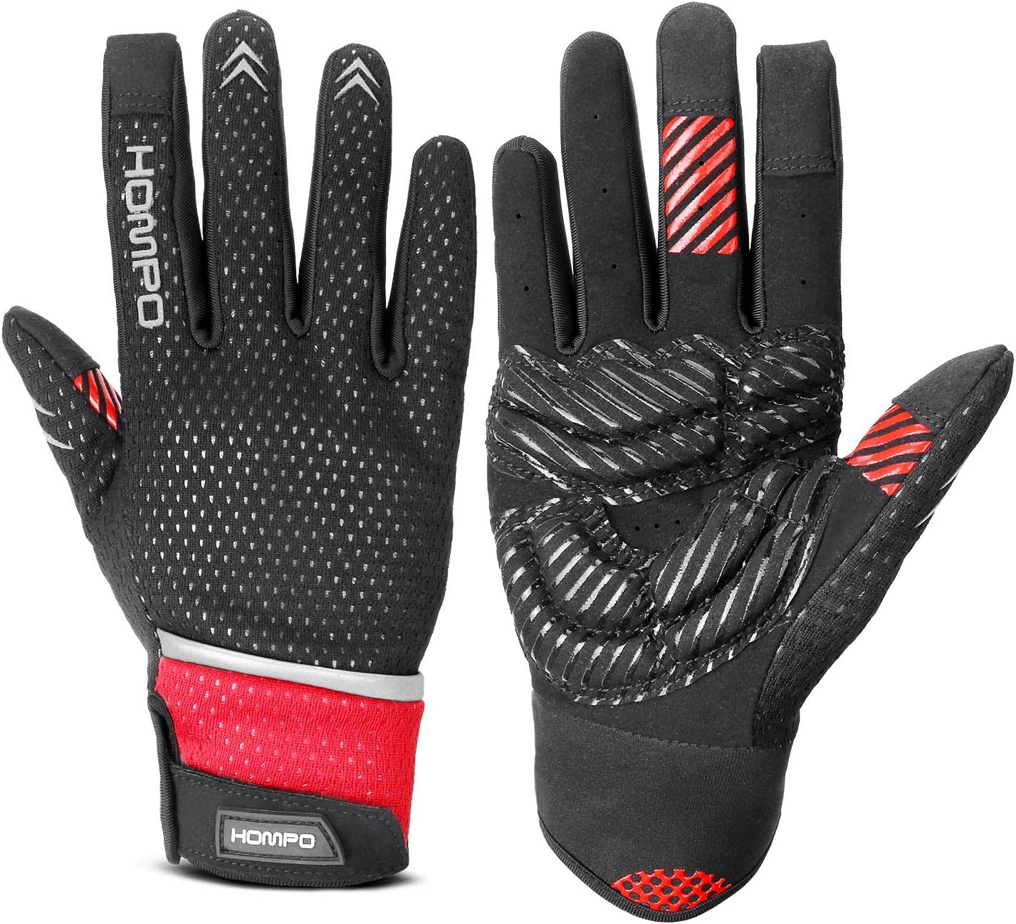 HOMPO Cycling Gloves Full Finger Cycle Gloves 5 mm Shock-absorbing Pad Touch Screen Warm Wind-proof and Breathable Mountain, Road Bicycle Gloves for Men, Women and Children