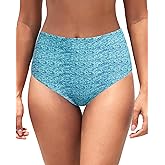 Dipinon Women's High Waisted Bikini Bottom Full Coverage Bathing Suit Swim Bottoms Tummy Control Swimsuit Shorts