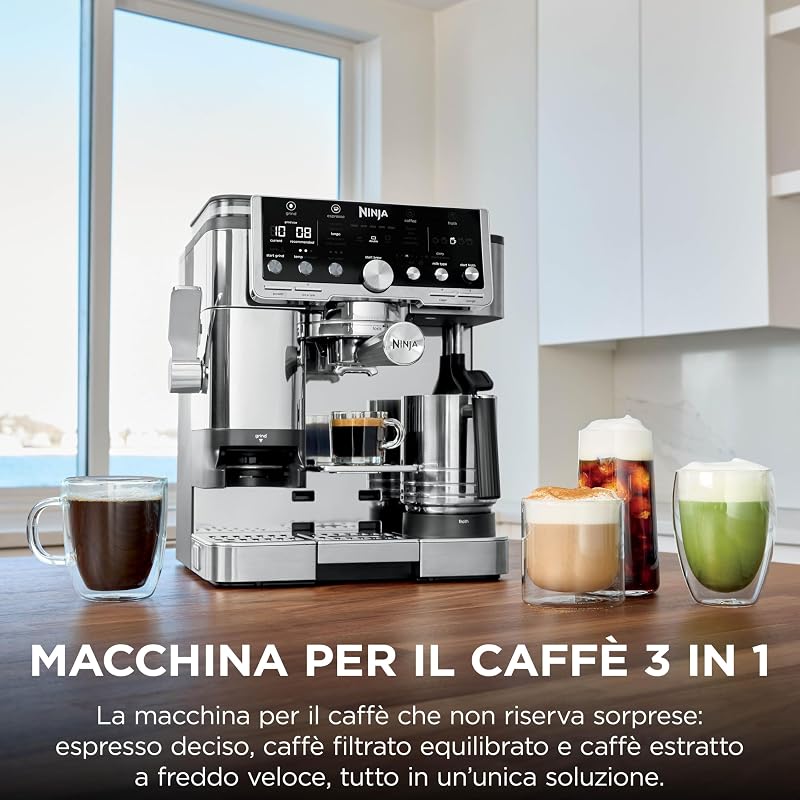 Luxe Café Pro, Macchina da Caffè in Grani Semi-Automatica, Argento
