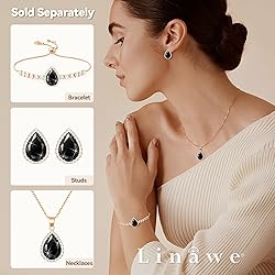 Linawe Black Crystal Chain Necklace for Women Rose