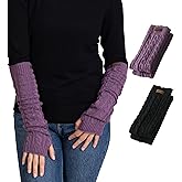 Brook + Bay Knit Arm Warmers for Women - Winter Fingerless Arm Warmers & Wrist Warmer w/Thumbhole - Long Fingerless Gloves