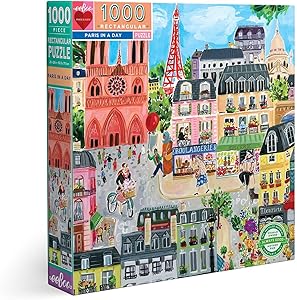 eeBoo's Piece and Love Paris in a Day 1000 Piece Rectangular Adult Jigsaw Puzzle