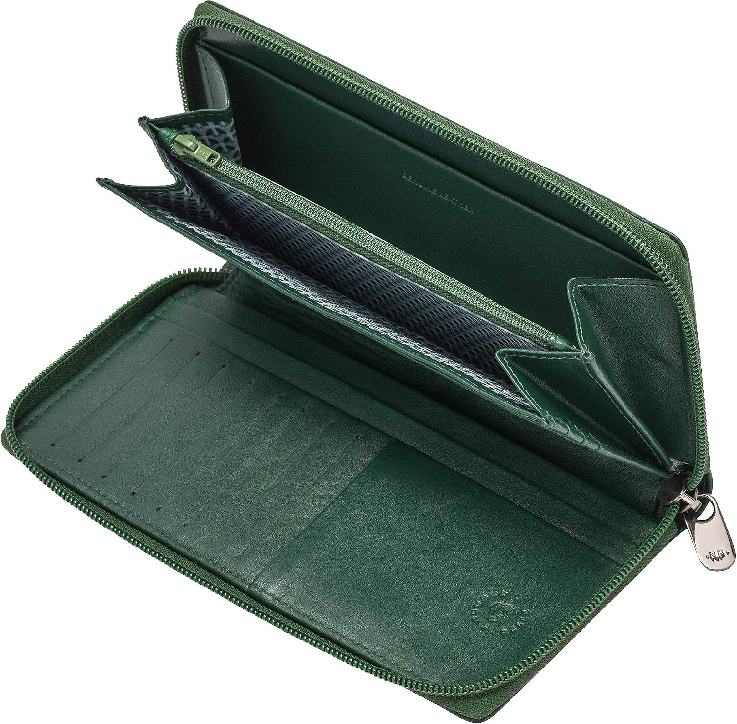 Valigeria Nuvola Pelle Portafoglio Donna Grande con Cerniera in Pelle Zip  Around 14 Tasche Porta Carte di credito e Portamonete Verde  urban-earth.co.uk