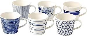 Royal Doulton Pacific Accent Mugs, Blue, Set of 6