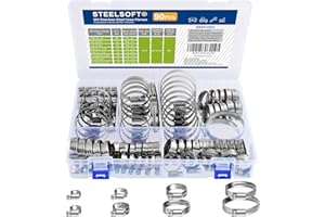 Steelsoft Non-Slip Hose Clamp Assortment 5/16 to 2-3/8" 90 PCS Heavy Duty, SAE Standard, All 5/16"HEX, Soft Hose Protection for Fuel Line, Automotive, Radiator, Heater, Garden Pool & Sprinkler Hoses
