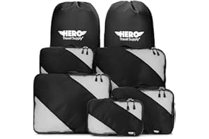 HERO TRAVEL SUPPLY HERO Packing Cubes (5 Set) Luggage Organizers with 2 Laundry Bags