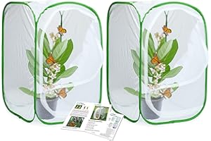 RESTCLOUD 24" Insect and Butterfly Habitat Monarch Butterfly Enclosure for Caterpillars Pop Up 24 Inches Tall Pack of 2